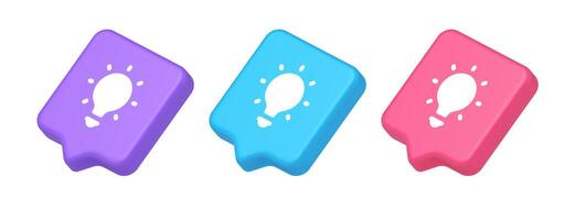 ligero bulbo iluminado innovación idea botón lluvia de ideas creativo solución 3d habla burbuja isométrica icono vector