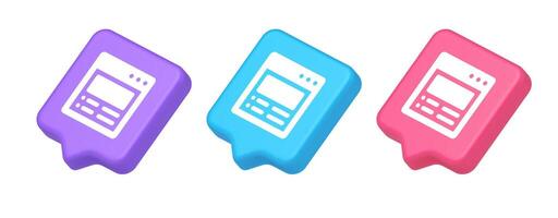 Internet document tax form banking account web page button virtual browsing interface 3d speech bubble isometric icon vector