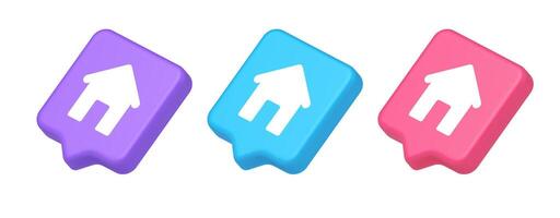 Home page button house web symbol cyberspace application interface 3d realistic speech bubble isometric icon vector