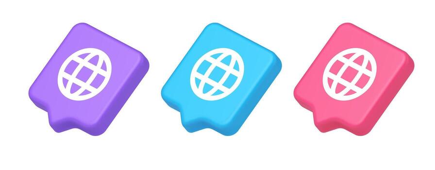 Global internet connection GPS planet button network web business communication 3d speech bubble isometric icon vector