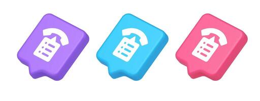 Call phone book contact list button cyberspace friends information communication 3d speech bubble isometric icon vector