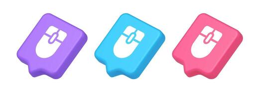 Mouse computer scrolling device cursor button click control cyberspace interface 3d speech bubble isometric icon vector