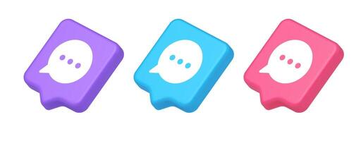 Think bubble chat button online dialogue social network communication 3d realistic speech bubble isometric icon vector