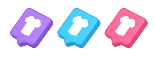 T shirt online shopping button internet order purchasing 3d realistic speech bubble isometric icon vector