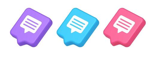 Chat box speech bubble button social networks texting internet communication 3d speech bubble isometric icon vector