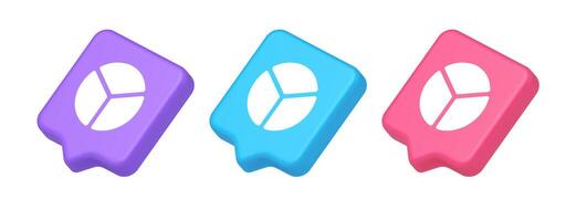 Chart pie three section button financial presentation business analyzing web app 3d speech bubble isometric icon vector