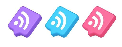 Wifi available access button wireless internet connection signal 3d realistic speech bubble isometric icon vector