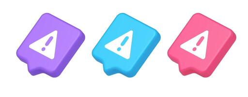 Exclamation point triangle button attention advice mark important information 3d speech bubble isometric icon vector