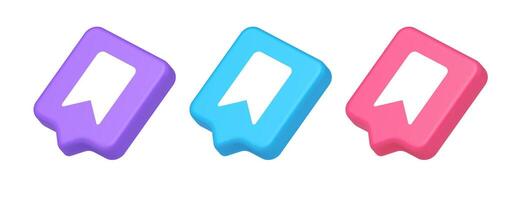 Bookmark tag flag button book reading document learning remember web app 3d realistic speech bubble isometric icon vector