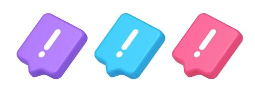 Exclamation mark keyboard button important attention point cyberspace communication 3d speech bubble isometric icon vector