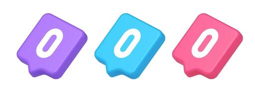 Zero character number button digital sign for math counting cyberspace communication 3d speech bubble isometric icon vector