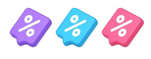 Percent button mathematical counting financial business investment 3d realistic speech bubble isometric icon vector