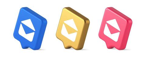 Email open envelope letter received incoming message button 3d realistic speech bubble isometric icon vector