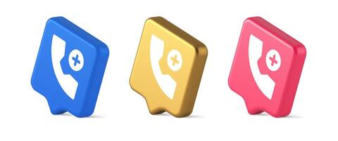 Phone call add contact communication button voice conversation web interface app 3d speech bubble isometric icon vector