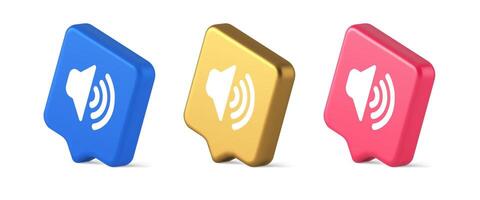 Volume sound button speaker acoustic level noise wave control 3d realistic speech bubble isometric icon vector