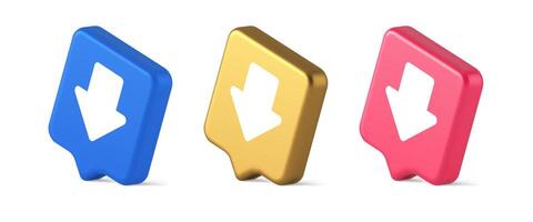 Arrow down button keyboard navigation pointer cyberspace downloading web app 3d speech bubble isometric icon vector