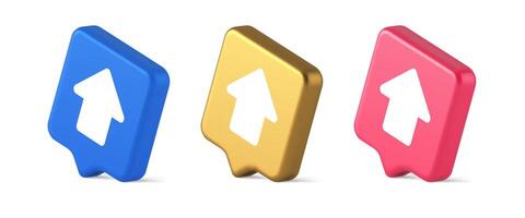 Arrow up button directional pointer cyberspace cursor 3d realistic speech bubble isometric icon vector