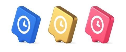 Timer countdown deadline control button time management watch web app design 3d speech bubble isometric icon vector