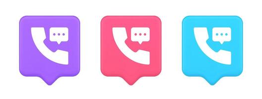 Helpline assistance chat consulting telephone customer support button 3d realistic speech bubble icon vector