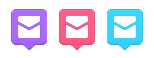 Email letter incoming message closed envelope mobile application button 3d realistic speech bubble icon vector