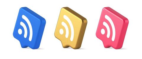 Wifi available access button wireless internet connection signal 3d realistic speech bubble isometric icon vector