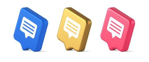 Chat box speech bubble button social networks texting internet communication 3d speech bubble isometric icon vector