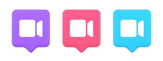 Camera photo shooting multimedia content creation button 3d realistic speech bubble icon vector