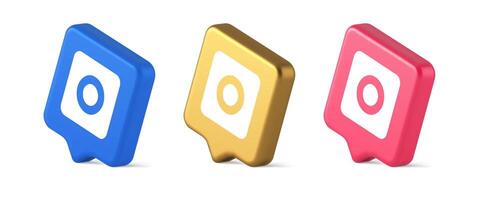 Camera photo shooting button multimedia content creation web application 3d speech bubble isometric icon vector