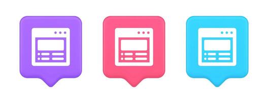 Internet document tax form banking account web page button virtual browsing interface 3d speech bubble icon vector