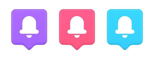 Handbell ring sound notification button incoming message call notification 3d realistic speech bubble icon vector