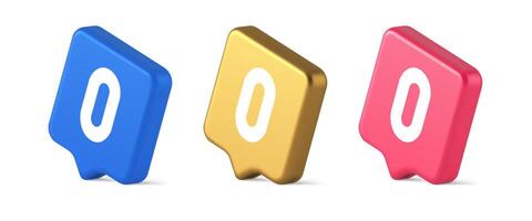 Zero character number button digital sign for math counting cyberspace communication 3d speech bubble isometric icon vector