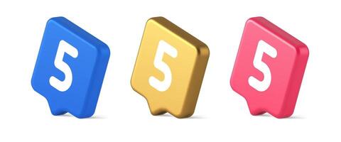 Five character calculator keyboard button financial counting 3d realistic speech bubble isometric icon vector