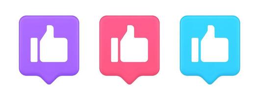Thumb up like cool button cyberspace approve acceptance communication 3d realistic speech bubble icon vector