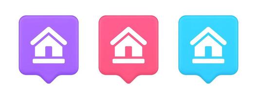 Homepage main page cyberspace address button web interface menu emblem 3d realistic speech bubble icon vector
