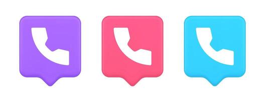 Phone call contact voice communication button web application design 3d realistic speech bubble icon vector