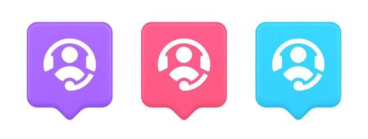 Customer support helpdesk assistance button call helpline connection 3d realistic speech bubble icon vector