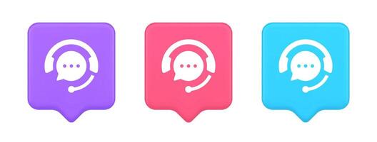 Customer support live chat service button information messaging consulting 3d speech bubble icon vector