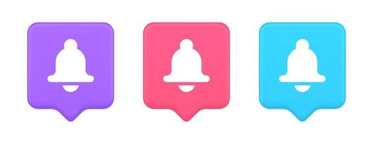 Bell ring audio sound button signal push reminder cyberspace interface notification 3d speech bubble icon vector