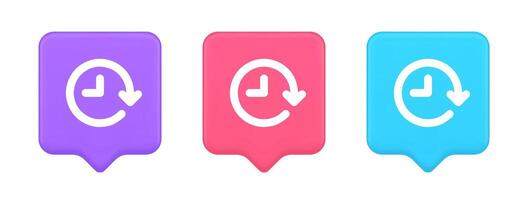 Clock in circle arrow button time countdown deadline chronometer 3d realistic speech bubble icon vector