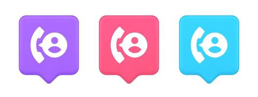 Phone contact call helpdesk customer support button telephone talk service 3d realistic speech bubble icon vector