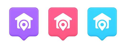 House location GPS route button distance navigation map pin pointer address direction 3d speech bubble icon vector