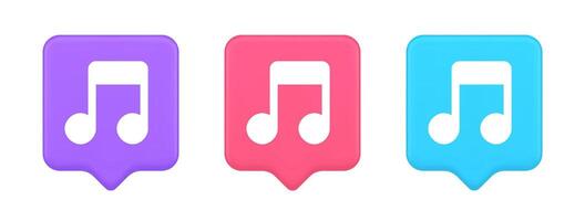 Music note audio sound button audio sound listening production 3d realistic speech bubble icon vector