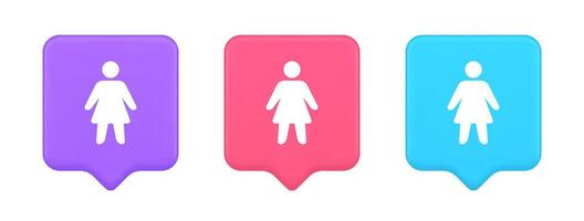 Woman silhouette staff member unrecognizable person button user profile interface 3d speech bubble icon vector