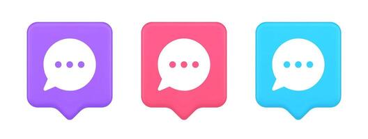 Think bubble chat button online dialogue social network communication 3d realistic speech bubble icon vector