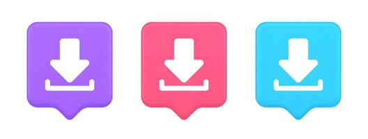 Download down arrow cyberspace information storage button internet file browsing 3d speech bubble icon vector
