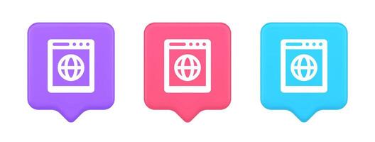Internet browser global wireless connection button cyberspace virtual networking 3d speech bubble icon vector