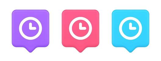 Timer countdown deadline control button time management watch web app design 3d speech bubble icon vector