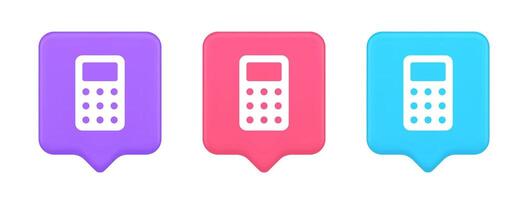 Calculator button mathematical number counting web application design 3d realistic speech bubble icon vector