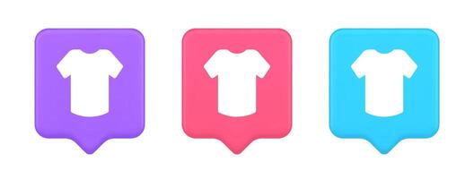 T shirt online shopping button internet order purchasing 3d realistic speech bubble icon vector