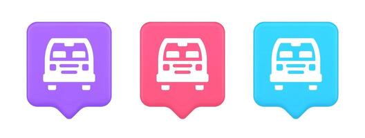 autobús automóvil pasajero transporte botón ciudad transferir viaje 3d realista habla burbuja icono vector